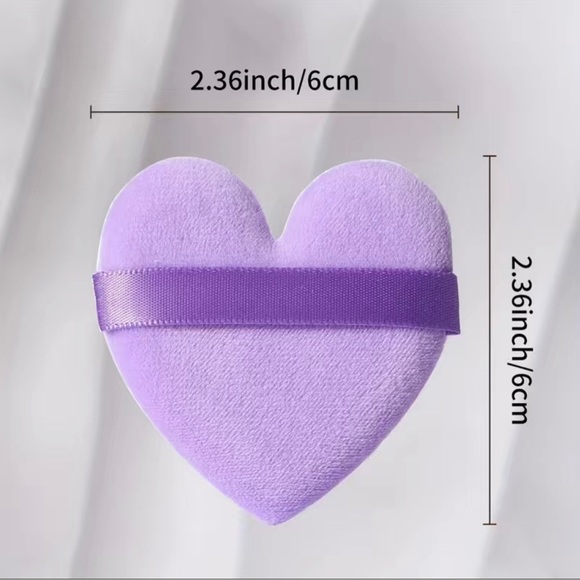 Set of 6 Powder Puffs Make Up Puffs With Strap Heart Shaped Powder Puffs - Picture 4 of 6